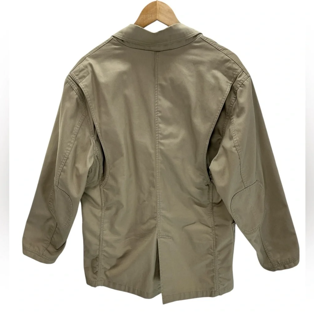 Duluth Trading Co Fire Hose Presentation Jacket Khaki Workwear Barn Blazer L Tan